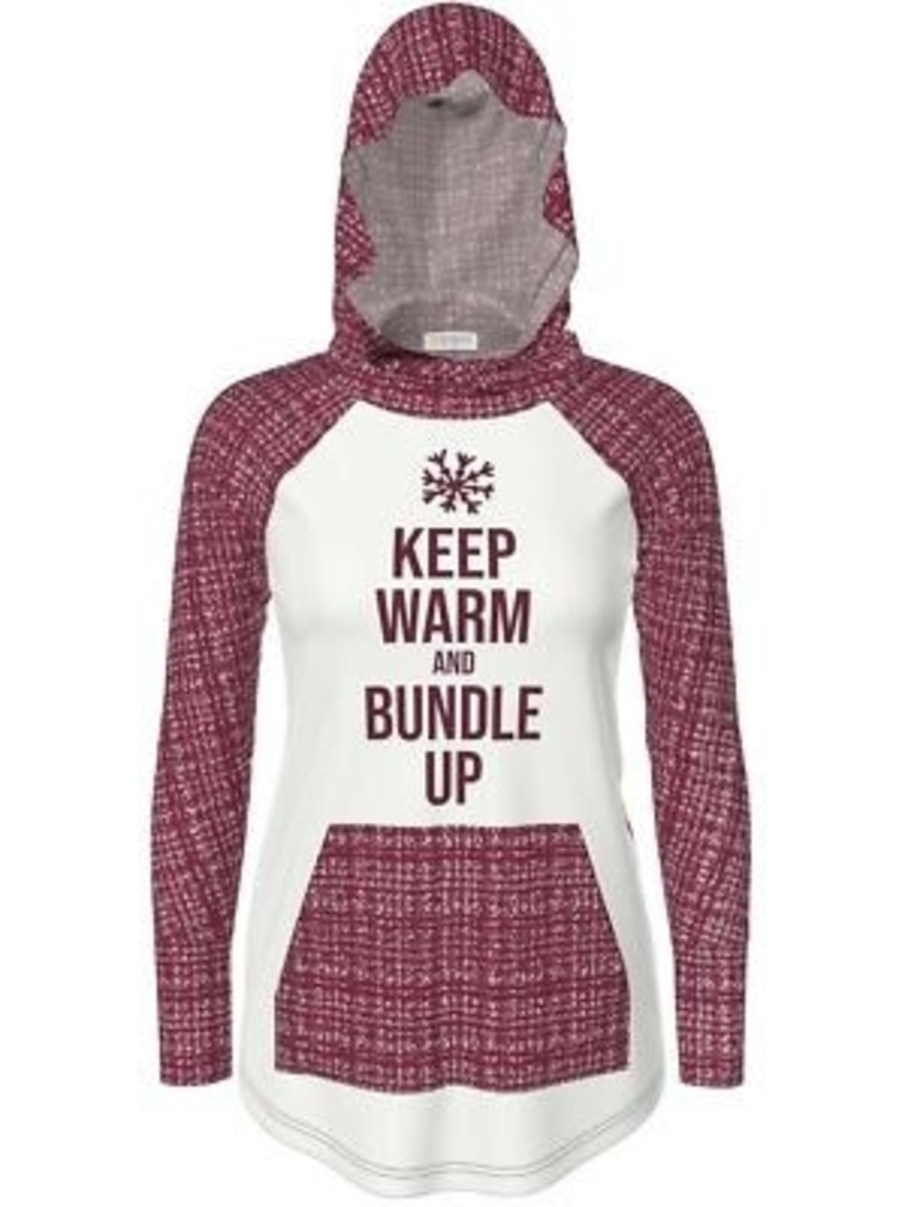 Keep Warm and Bundle Up Raglan Hoodie - White and Maroon